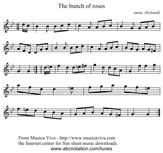 The bunch of roses - staff notation