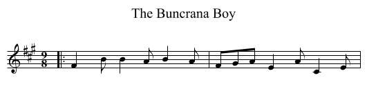 The Buncrana Boy - staff notation