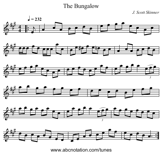 The Bungalow - staff notation