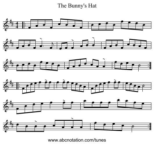 The Bunny's Hat - staff notation
