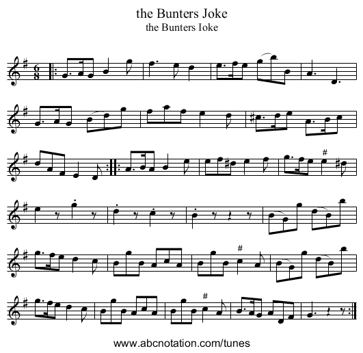 the Bunters Joke - staff notation