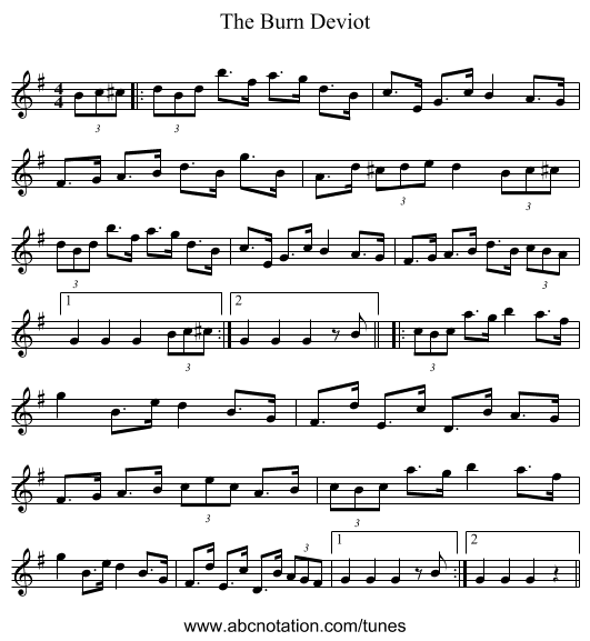 The Burn Deviot - staff notation