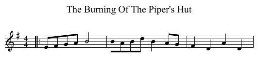 The Burning Of The Piper's Hut - staff notation