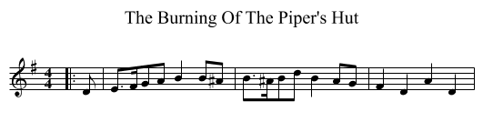 The Burning Of The Piper's Hut - staff notation