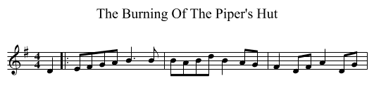 The Burning Of The Piper's Hut - staff notation