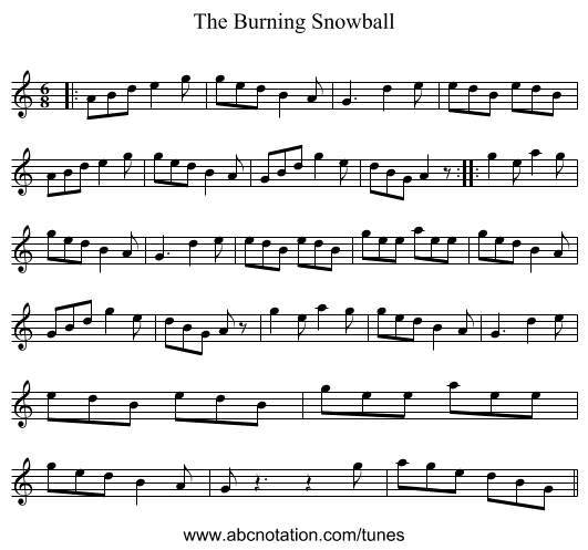 The Burning Snowball - staff notation