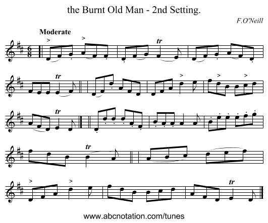 the Burnt Old Man - 2nd Setting. - staff notation