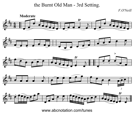 the Burnt Old Man - 3rd Setting. - staff notation
