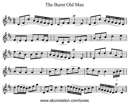 The Burnt Old Man - staff notation