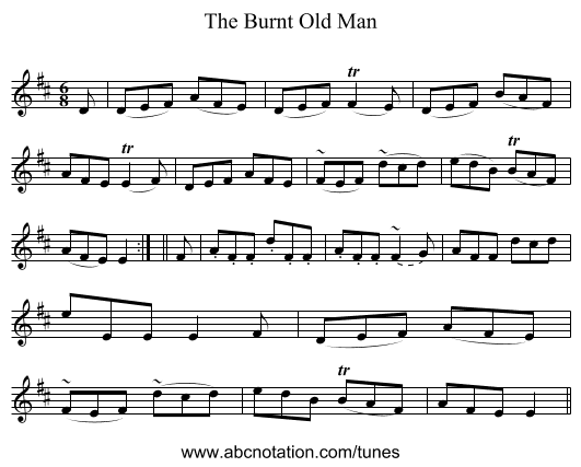 The Burnt Old Man - staff notation