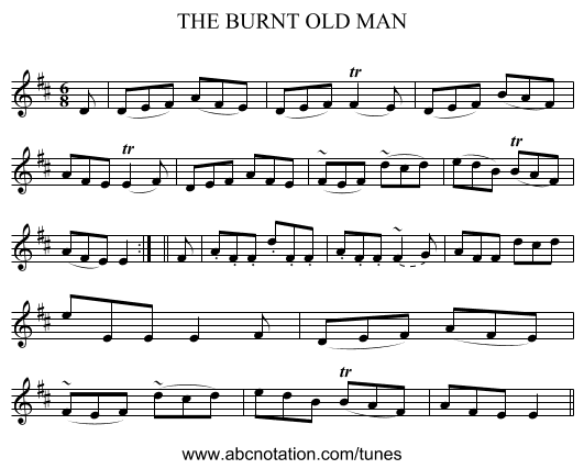THE BURNT OLD MAN - staff notation