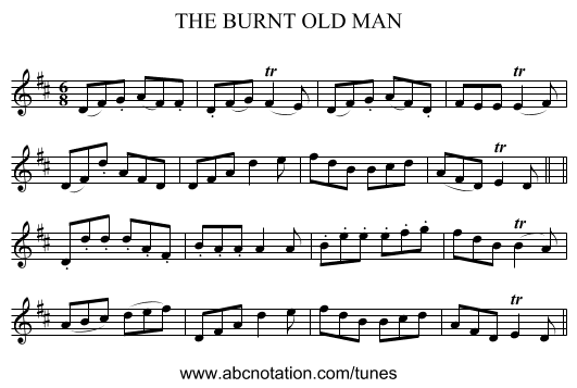 THE BURNT OLD MAN - staff notation