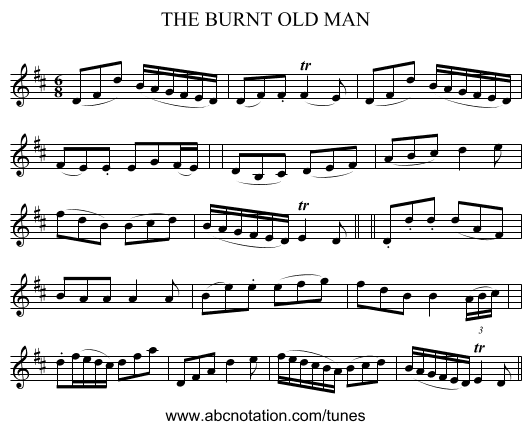 THE BURNT OLD MAN - staff notation