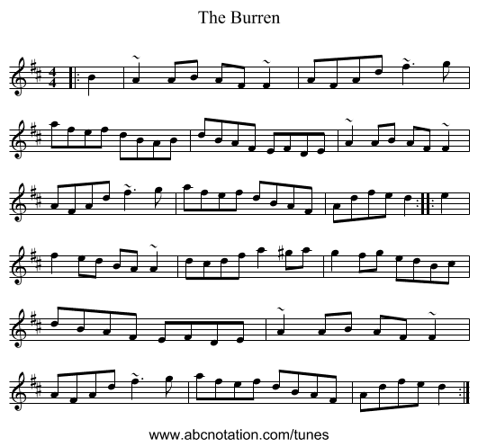 The Burren - staff notation