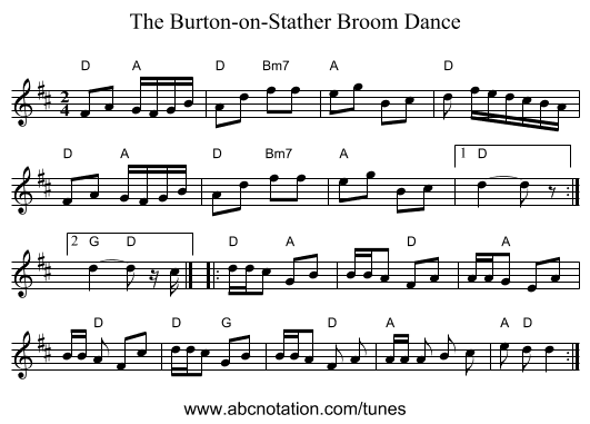 The Burton-on-Stather Broom Dance - staff notation