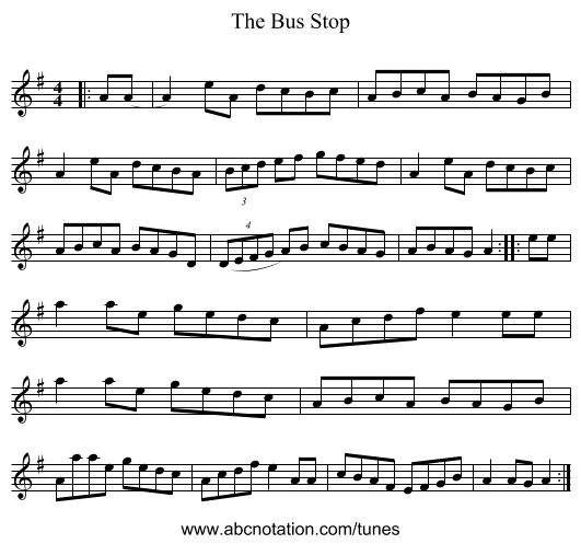The Bus Stop - staff notation