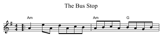 The Bus Stop - staff notation