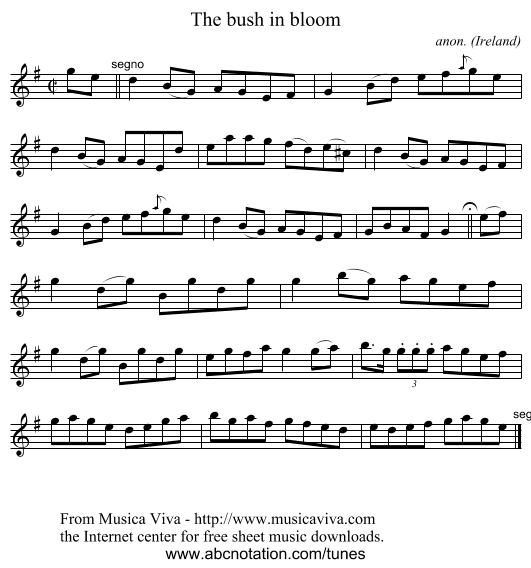 The bush in bloom - staff notation