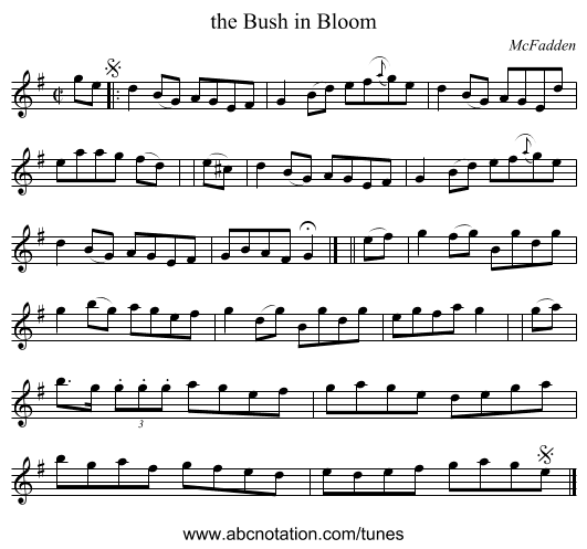 the Bush in Bloom - staff notation