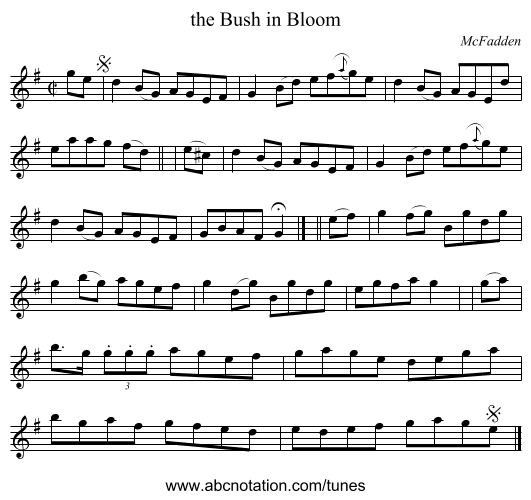 the Bush in Bloom - staff notation