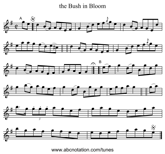 the Bush in Bloom - staff notation