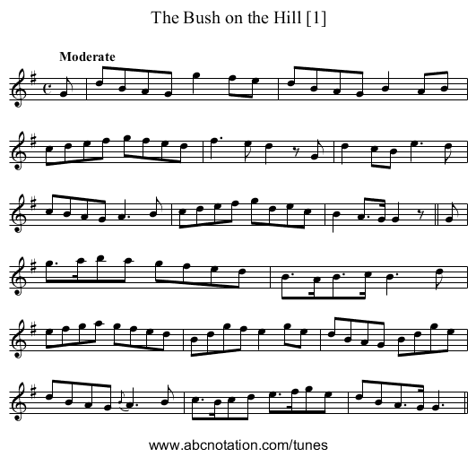The Bush on the Hill [1] - staff notation