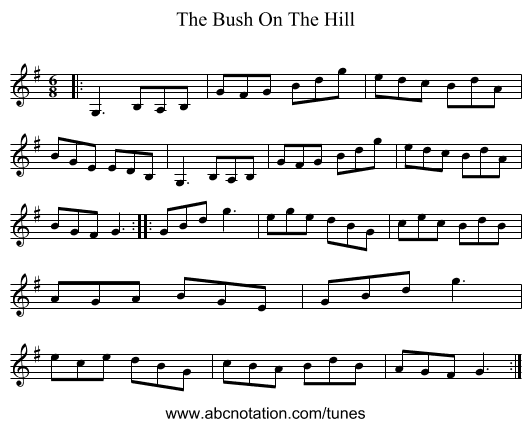 The Bush On The Hill - staff notation