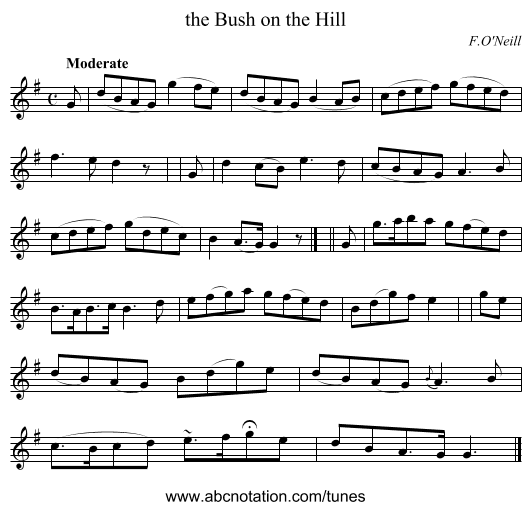 the Bush on the Hill - staff notation