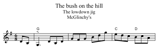 The bush on the hill - staff notation