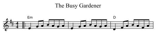 The Busy Gardener - staff notation