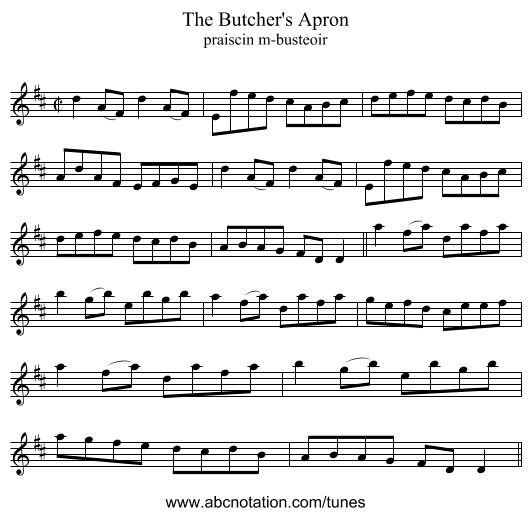 The Butcher's Apron - staff notation