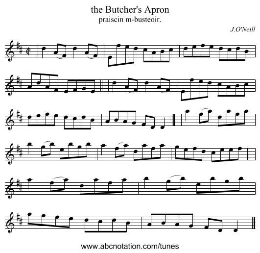 the Butcher's Apron - staff notation