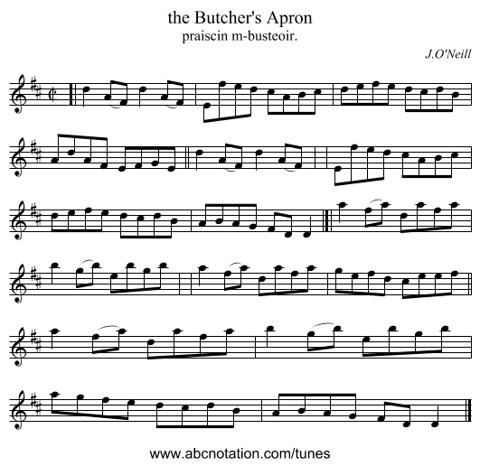 the Butcher's Apron - staff notation