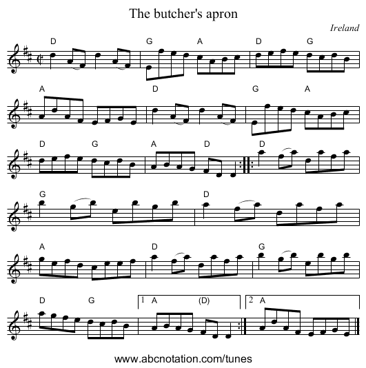 The butcher's apron - staff notation