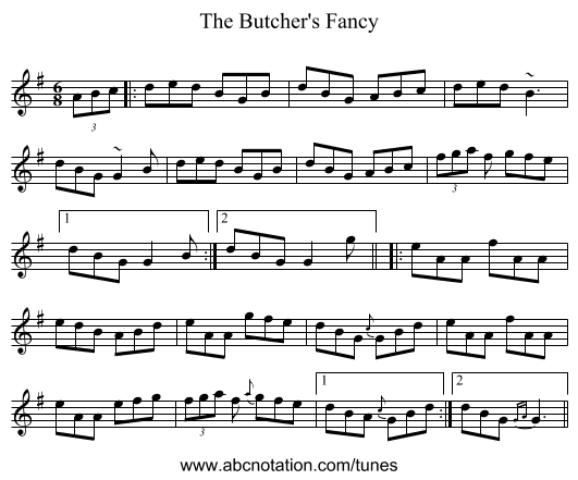The Butcher's Fancy - staff notation