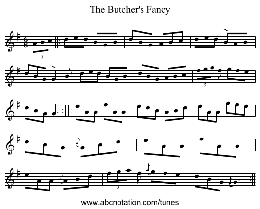The Butcher's Fancy - staff notation