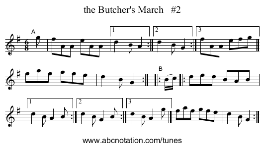 the Butcher's March   #2 - staff notation