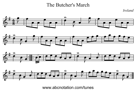 The Butcher's March - staff notation