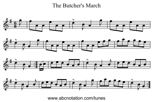 The Butcher's March - staff notation