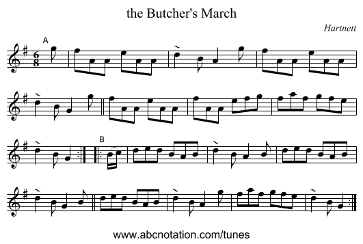 the Butcher's March - staff notation