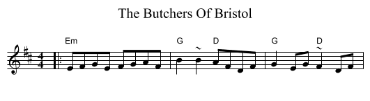 The Butchers Of Bristol - staff notation