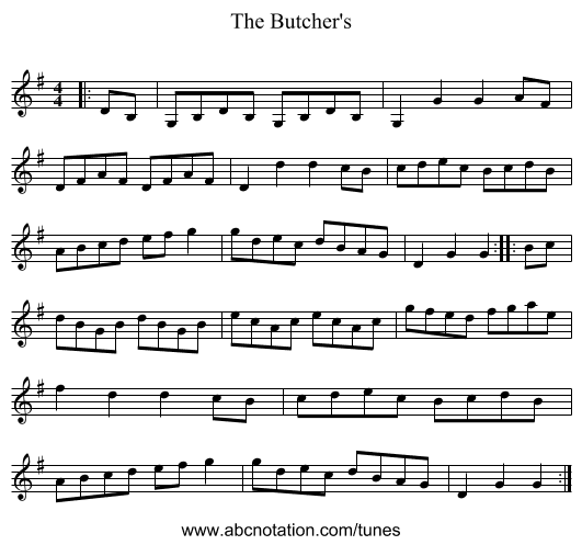 The Butcher's - staff notation