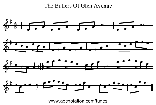 The Butlers Of Glen Avenue - staff notation