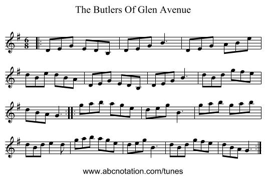 The Butlers Of Glen Avenue - staff notation