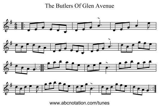 The Butlers Of Glen Avenue - staff notation