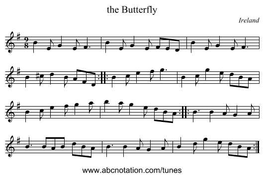 the Butterfly - staff notation