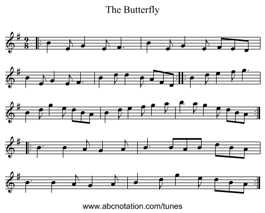 The Butterfly - staff notation