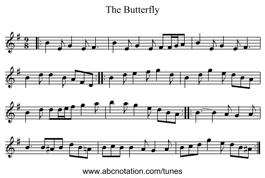 The Butterfly - staff notation