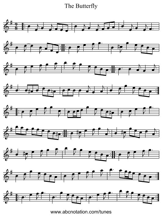 The Butterfly - staff notation