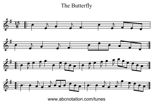 The Butterfly - staff notation
